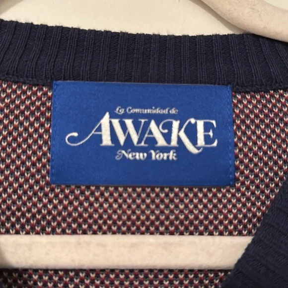 AWAKE Men's Sweater Vest - Blue and Red Butterfly Design - Picture 2 of 4